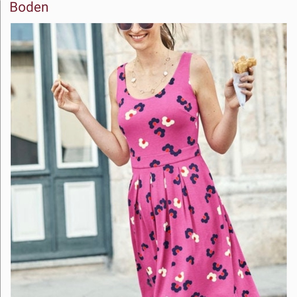 "Boden" Floral Print Dress - Pink (Size 10R)